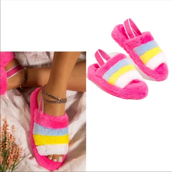 DiamondDivasDesigns Shoes - Multi Color Fluff Slipper